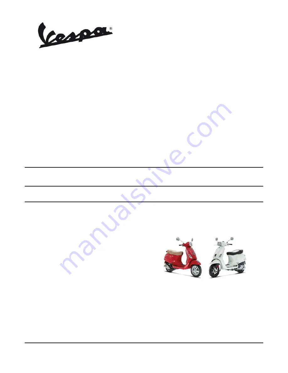 VESPA S 2012 Service Station Manual Download Page 1