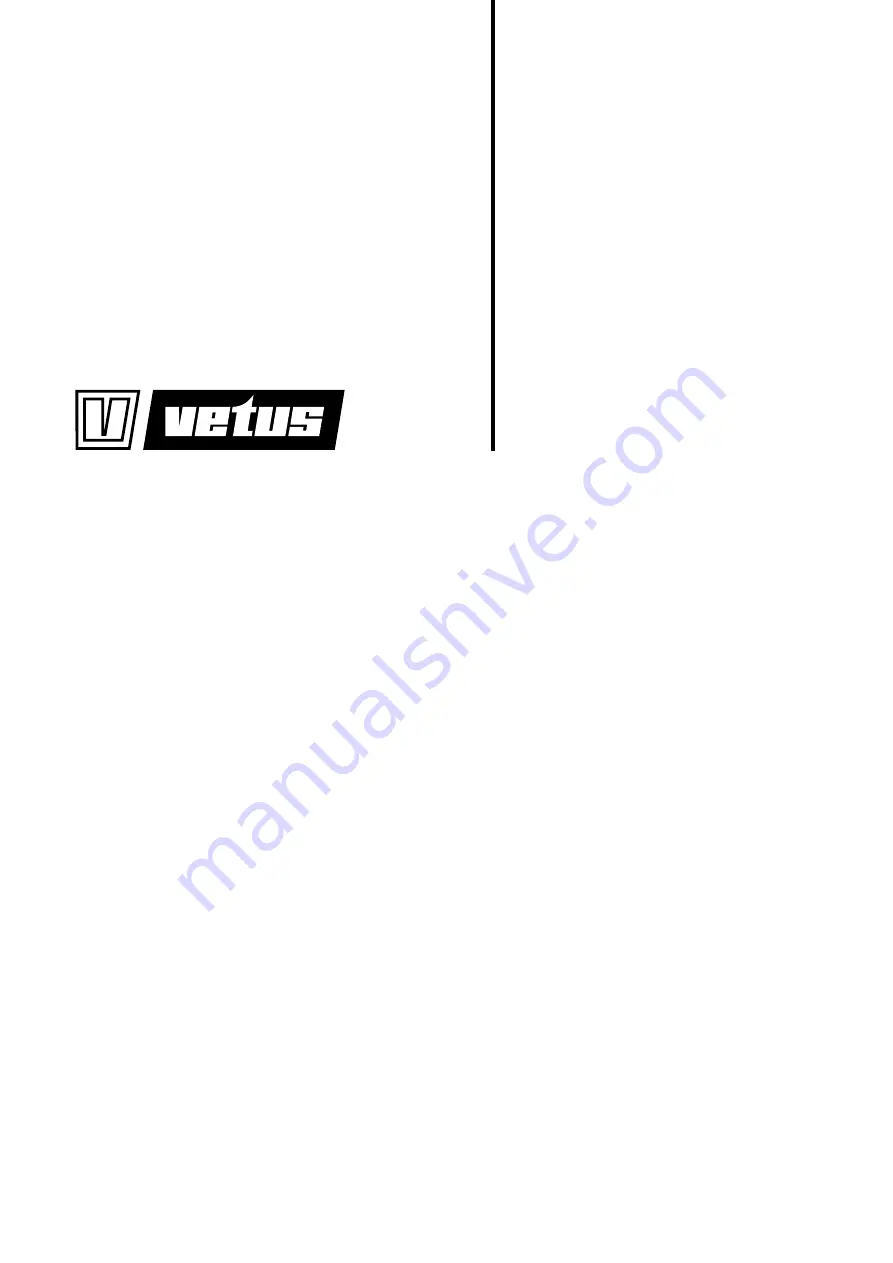 Vetus PFWS1219 Installation And User Manual Download Page 1