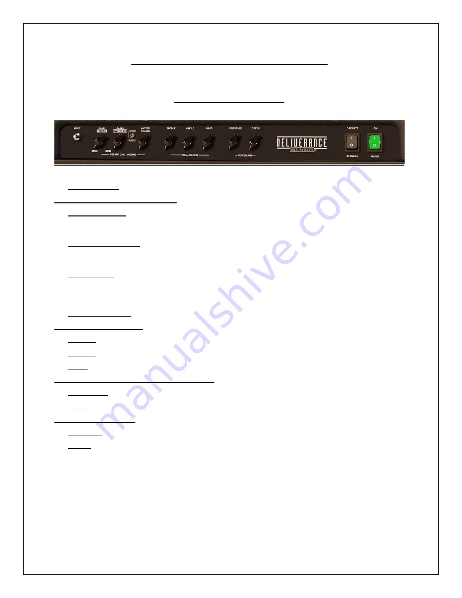 VHT Amplification Deliverance One Twenty D120H Owner'S Manual Download Page 4