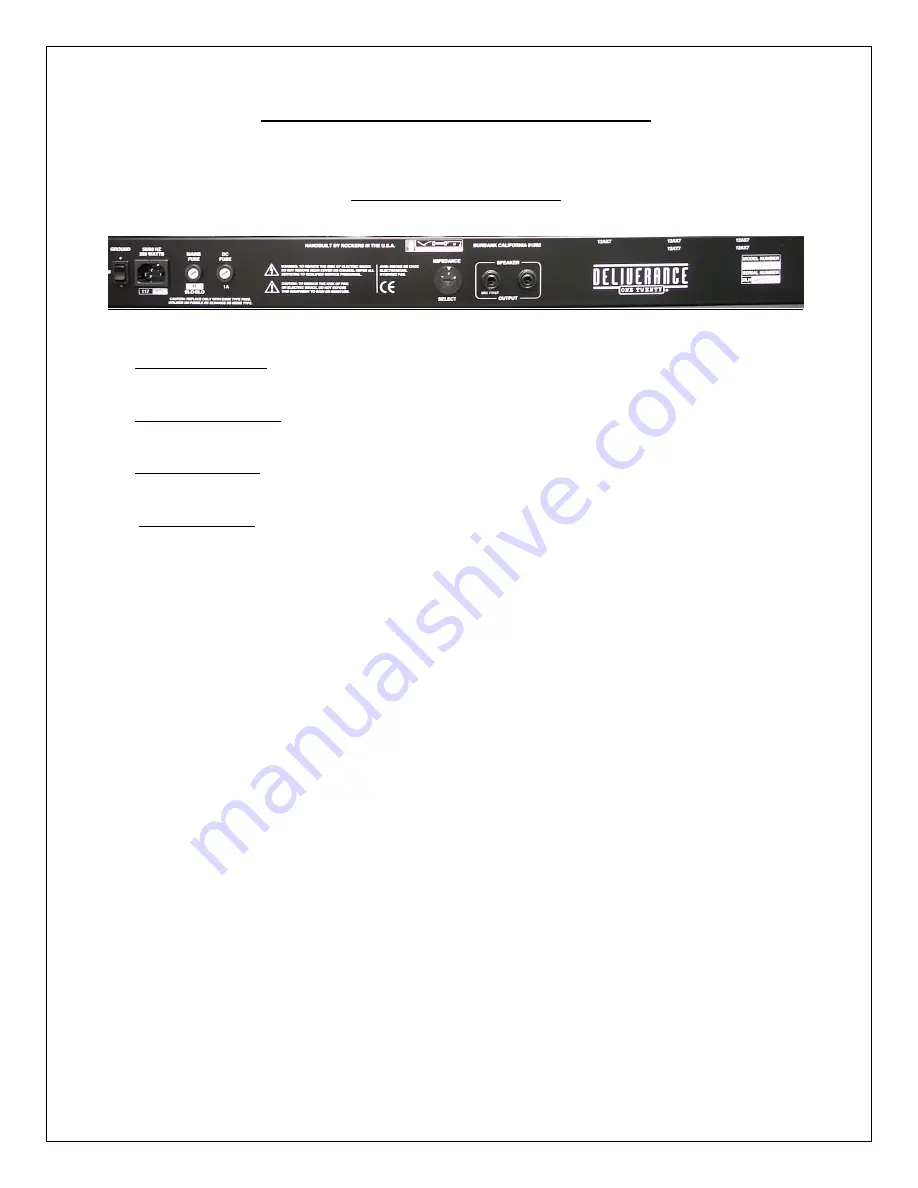 VHT Amplification Deliverance One Twenty D120H Owner'S Manual Download Page 5