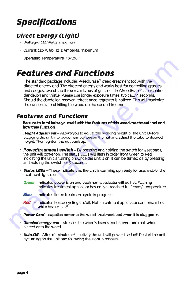 Viatek WEEDERASE Manual Download Page 4