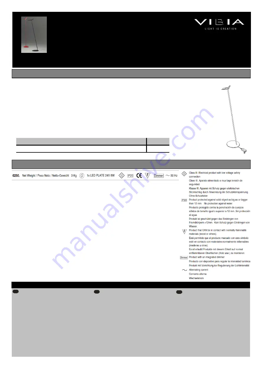 VIBIA Skan 0250 Assembly Instructions Download Page 1