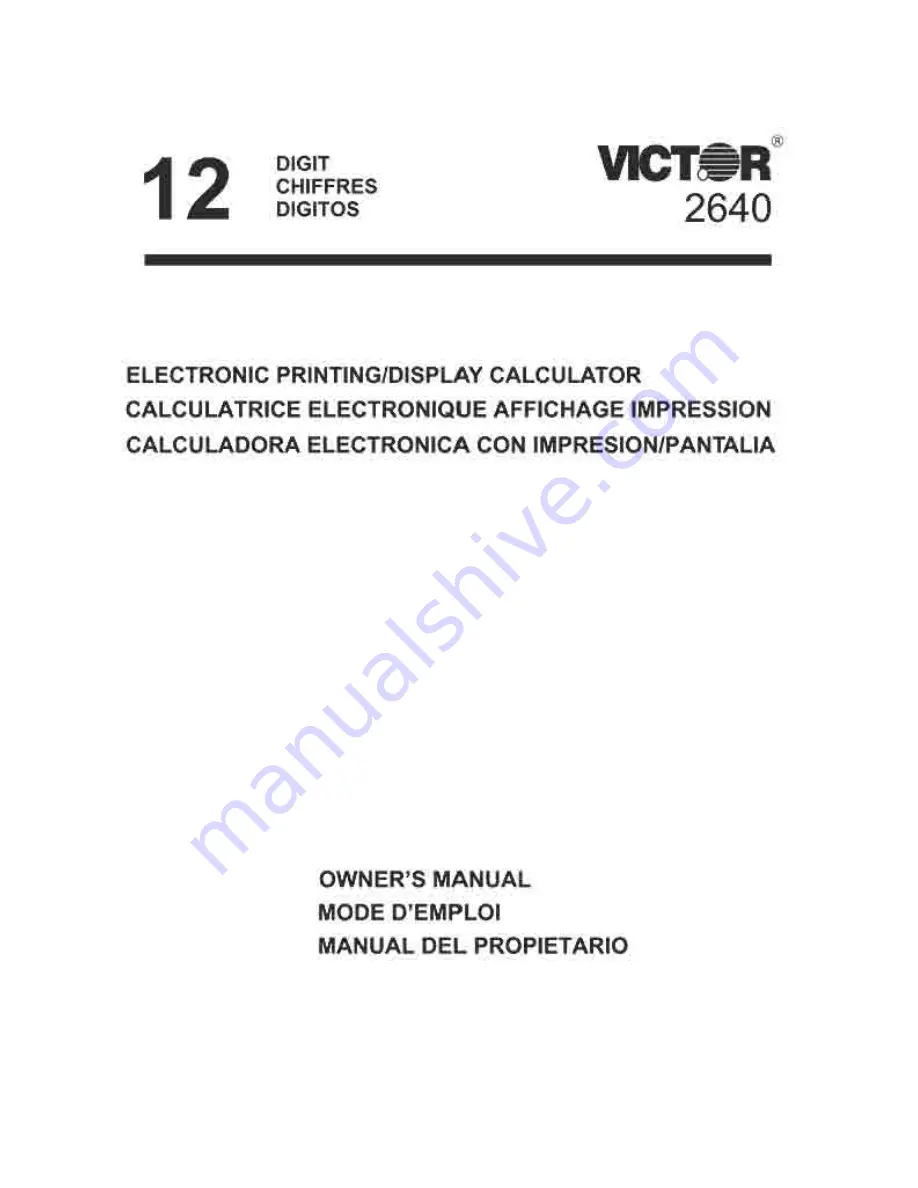 Victor 2640 Owner'S Manual Download Page 1