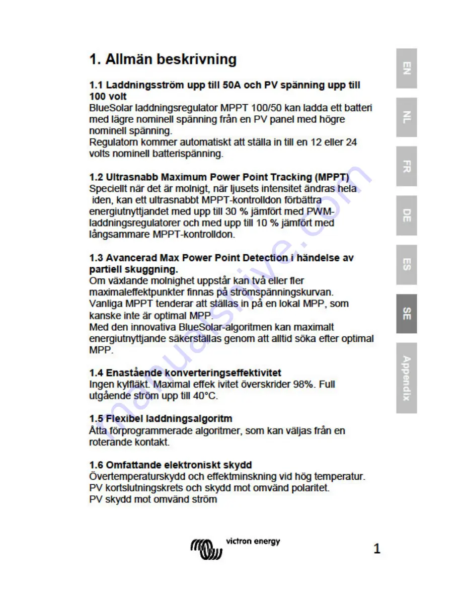 Victron energy BlueSolar MPPT 100/50 User Manual Download Page 65