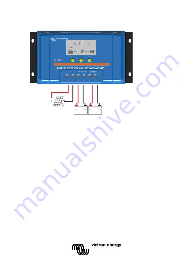 Victron energy BlueSolar PWM DUO 12V 24V 20A LCD USB Скачать руководство пользователя страница 4