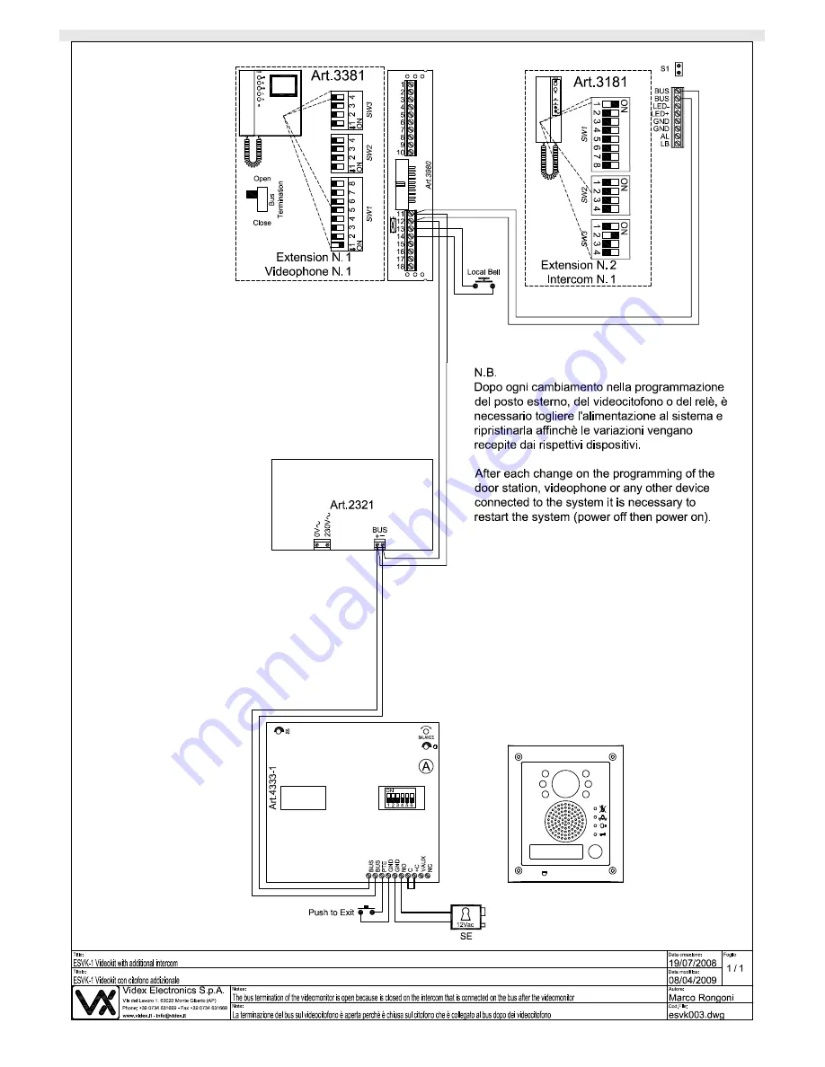 Videx 2 Wire Manual Download Page 37