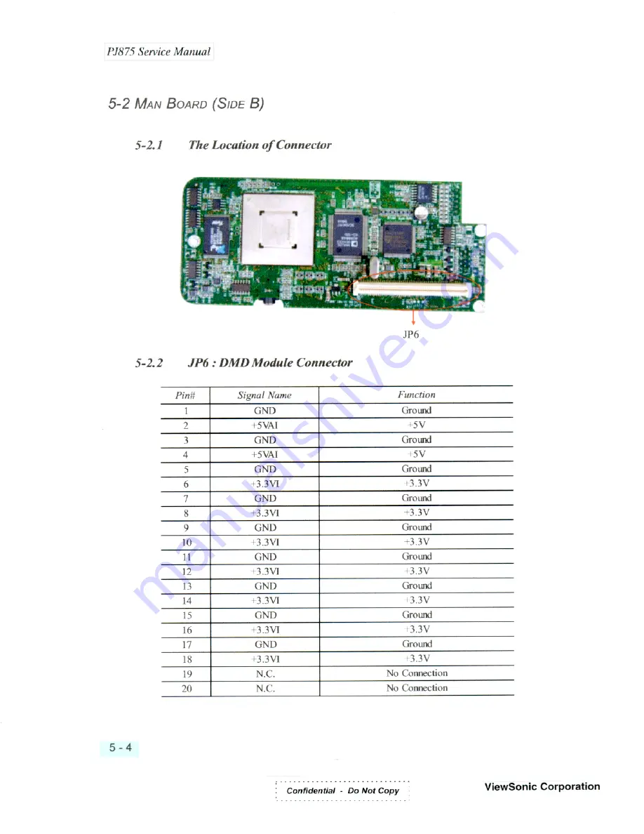 ViewSonic LITE BIRD PJ875 VPROJ22277-1W Service Manual Download Page 45