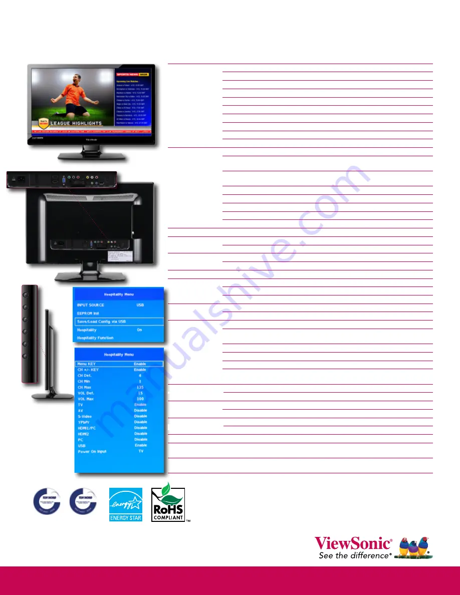 ViewSonic VT2405LED Specifications Download Page 2