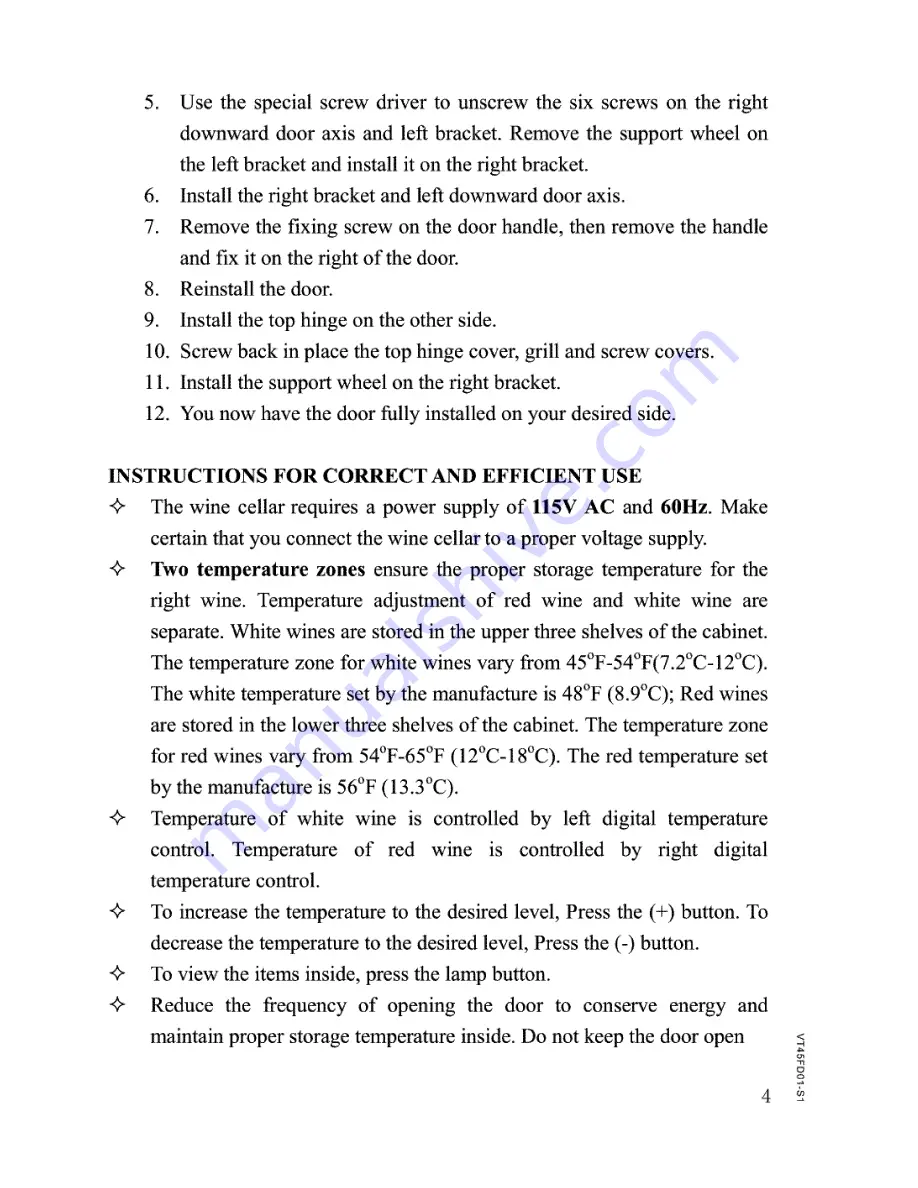 Vinotemp VT-45 Instruction Manual Download Page 6