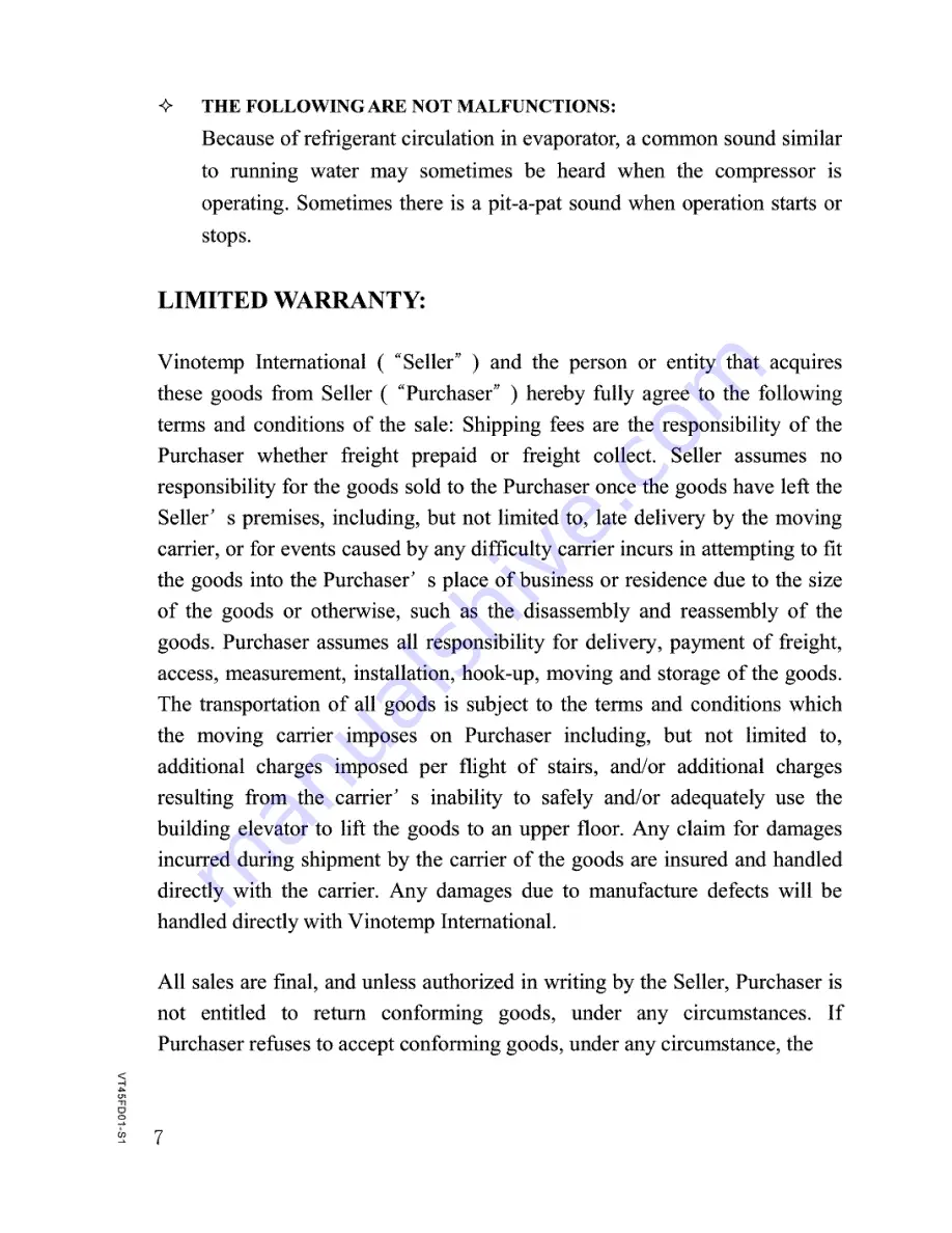 Vinotemp VT-45 Instruction Manual Download Page 9