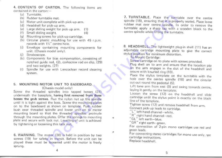 Vinyl Engine Goldring-Lenco GL 75 Instruction Manual Download Page 4