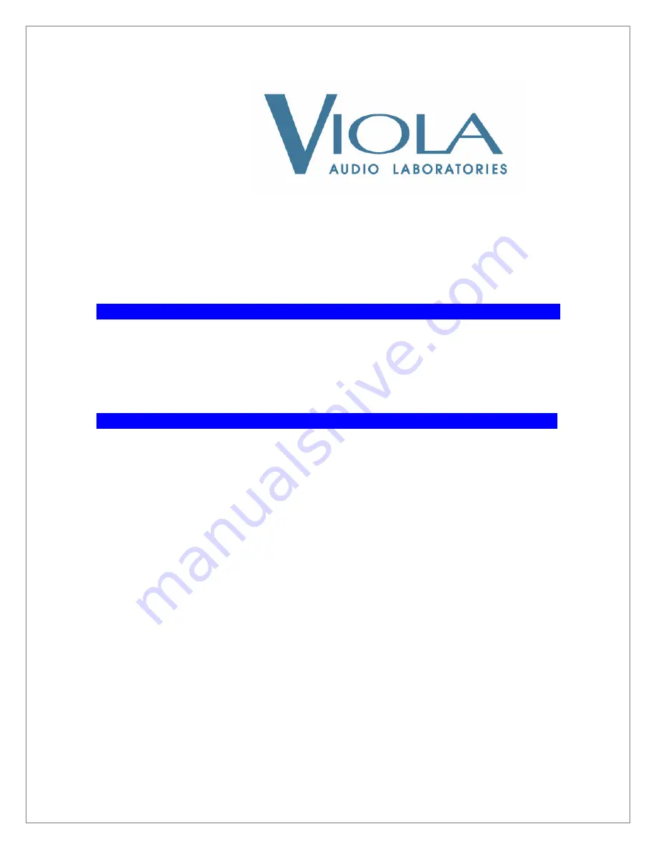 Viola Systems Symphony Owner'S Manual Download Page 1