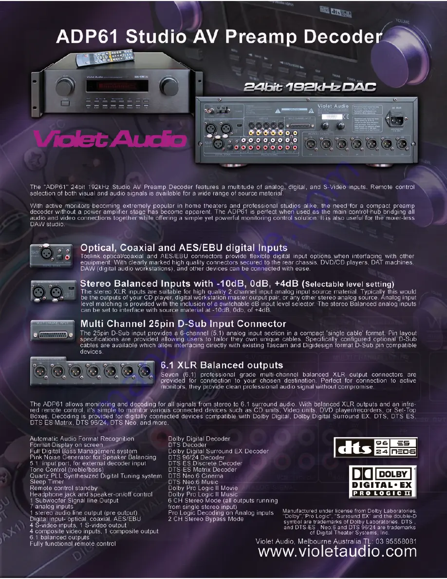 Violet Audio ADP61 Brochure Download Page 1