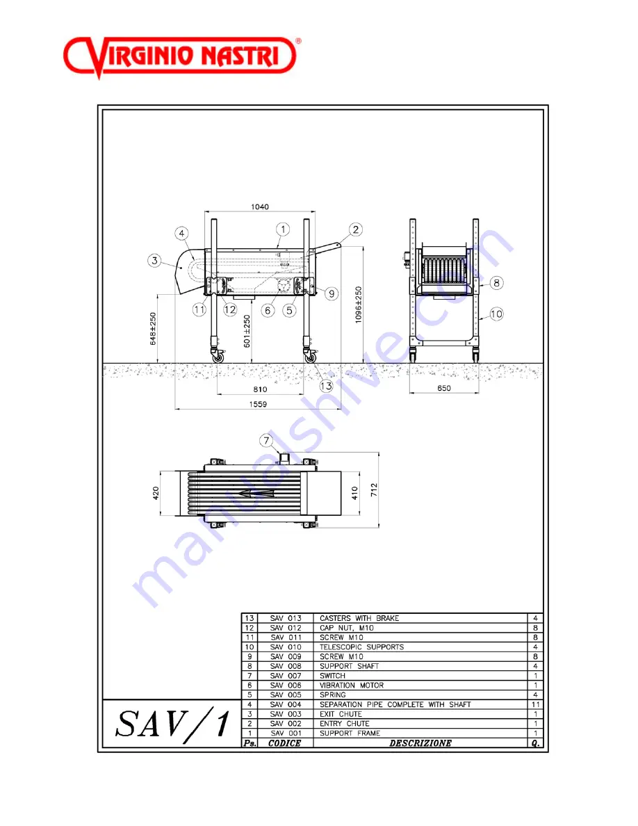 Virginio Nastri SAV 1 Series User And Maintenance Manual Download Page 8