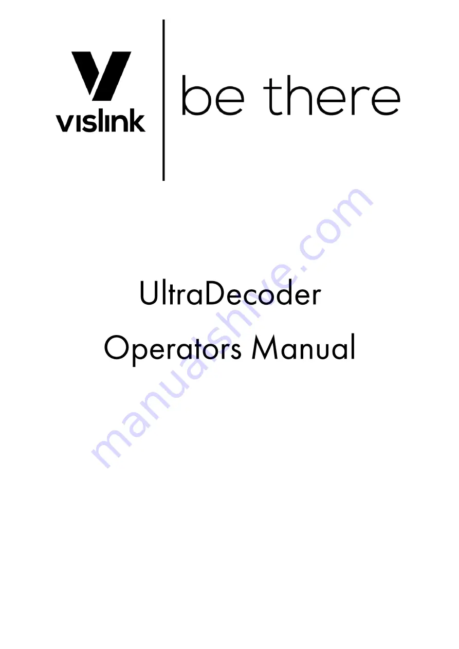 Vislink UltraCoder Operator'S Manual Download Page 1