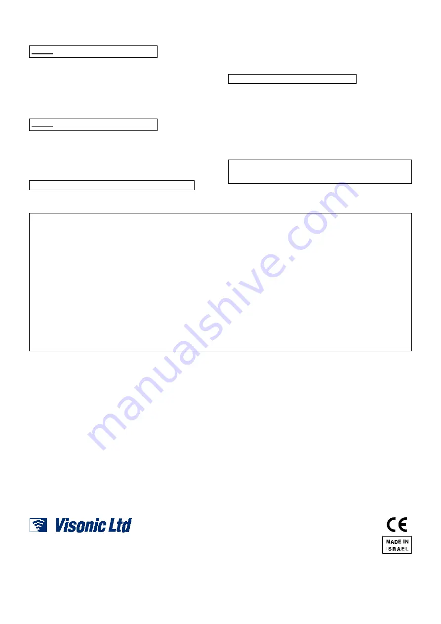 Visonic CL-8 Скачать руководство пользователя страница 6