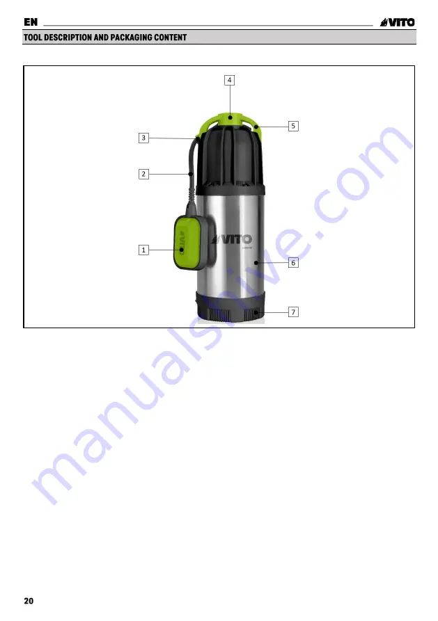 Vito Agro VIBSMAL1000 Instruction Manual Download Page 20