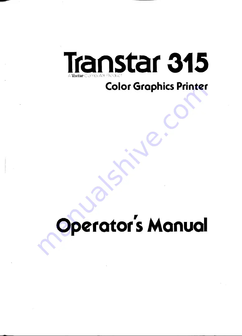 Vivitar Transtar 315 Operator'S Manual Download Page 3