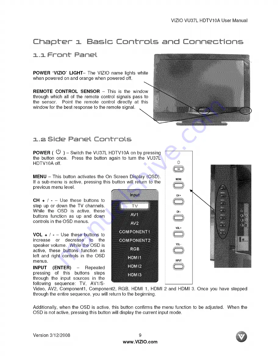 Vizio VU37LHDTV10A User Manual Download Page 9