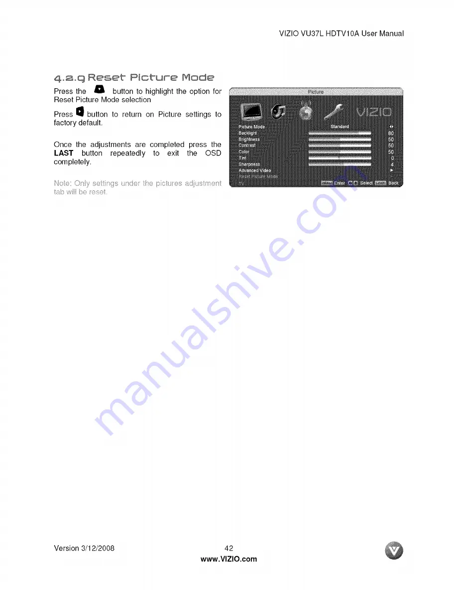 Vizio VU37LHDTV10A User Manual Download Page 42