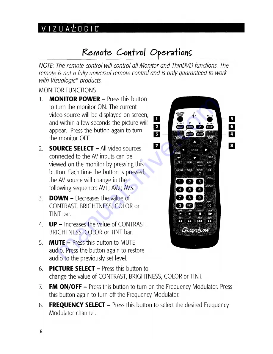 Vizualogic Quantum Series Owner'S Manual Download Page 6