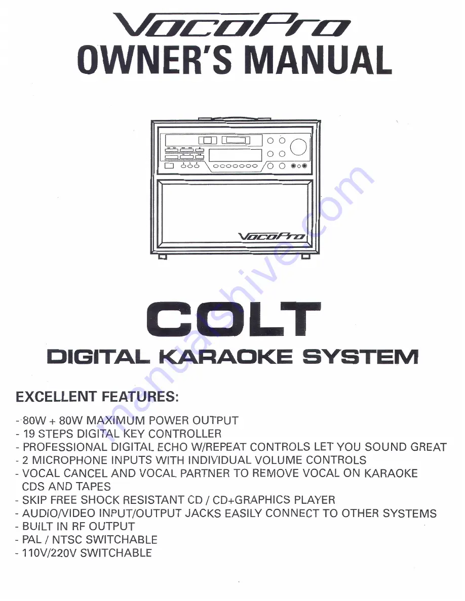 VocoPro COLT User Manual Download Page 1