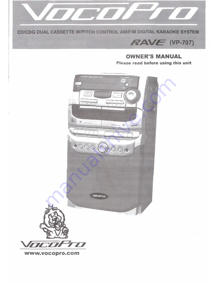 VocoPro RAVE VP-707 Owner'S Manual Download Page 1