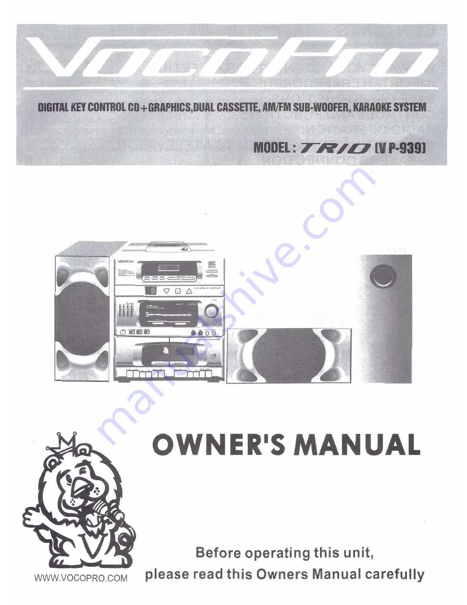 VocoPro TRIO VP-939 Owner'S Manual Download Page 1