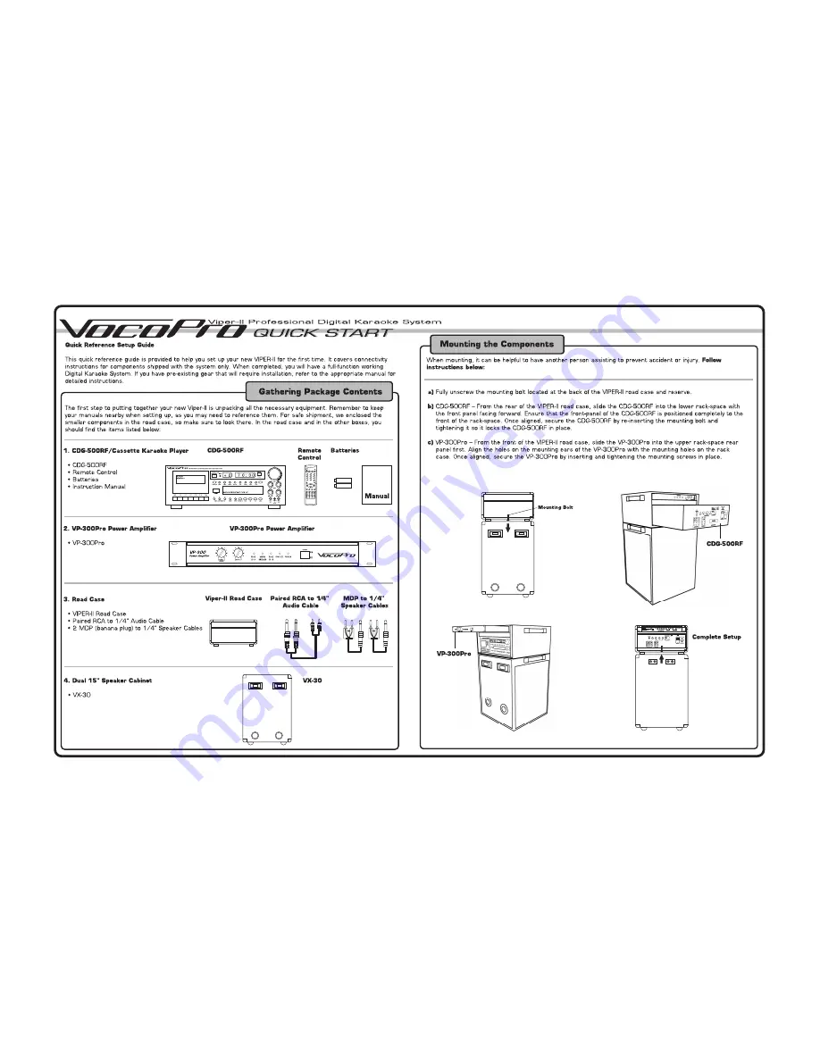 VocoPro VIPER II Quick Start Download Page 1