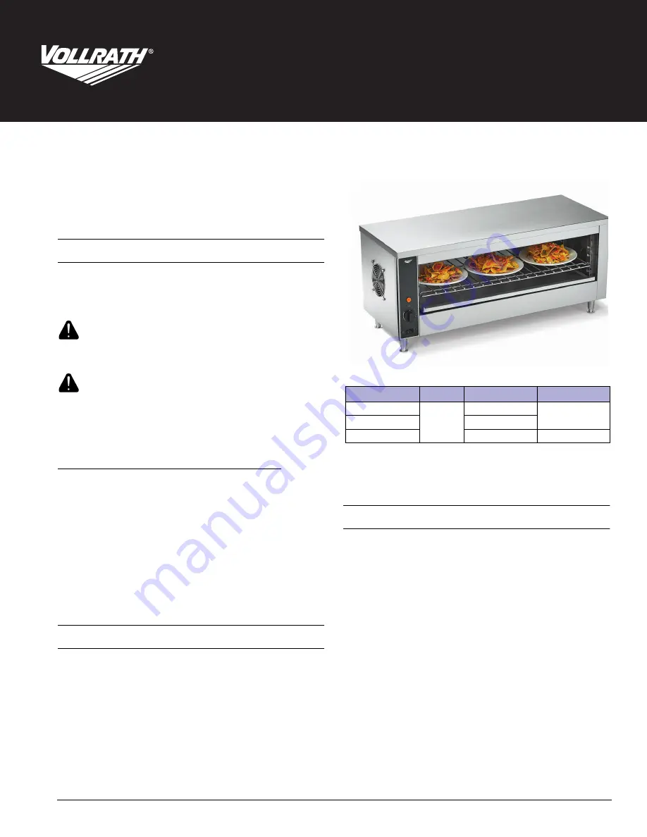 Vollrath CM4-20835 Operator'S Manual Download Page 1