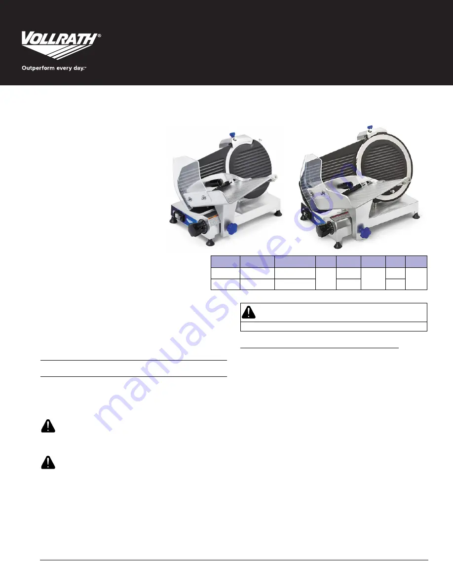 Vollrath SLM250/S Operator'S Manual Download Page 1