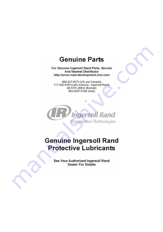 Volvo Ingersoll Rand SD-116 TF Series Operator'S Manual Download Page 12