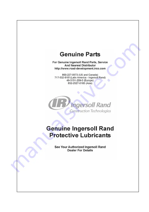 Volvo Ingersoll Rand SD-116 TF Series Operator'S Manual Download Page 64