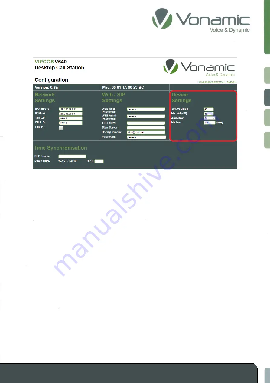 Vonamic 10059 Configuration Manual Download Page 9