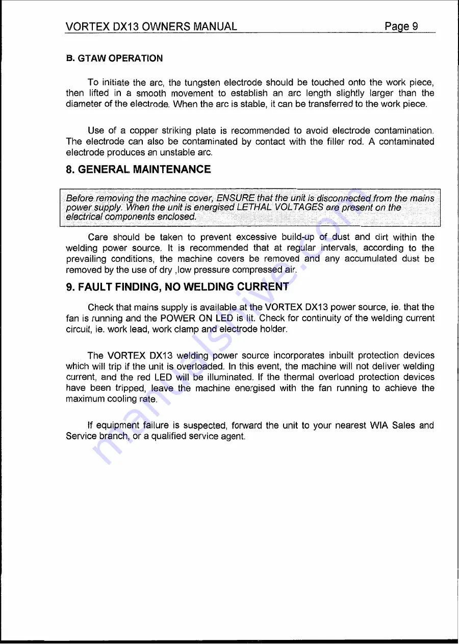 Vortex VRDX13-1 Owner'S Manual Download Page 9