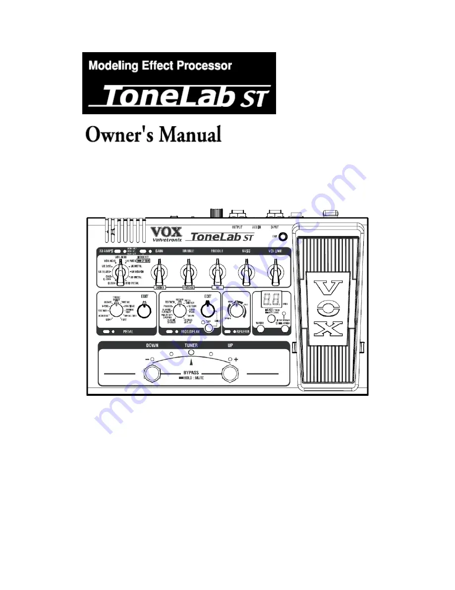 Vox Tonelab ST Owner'S Manual Download Page 1