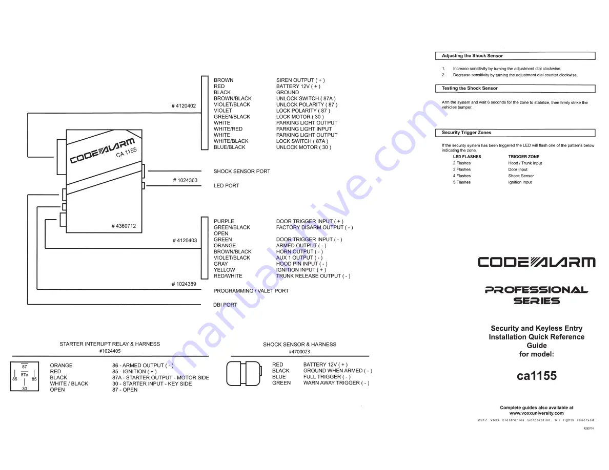 Voxx Code Alarm CA 1155 Скачать руководство пользователя страница 13