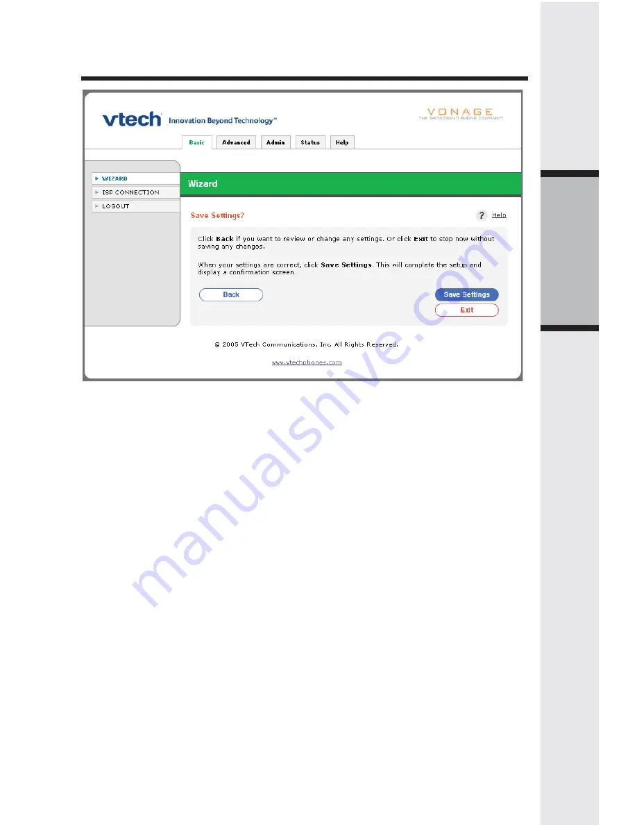 VTech VONAGE IP8100 Series Скачать руководство пользователя страница 19