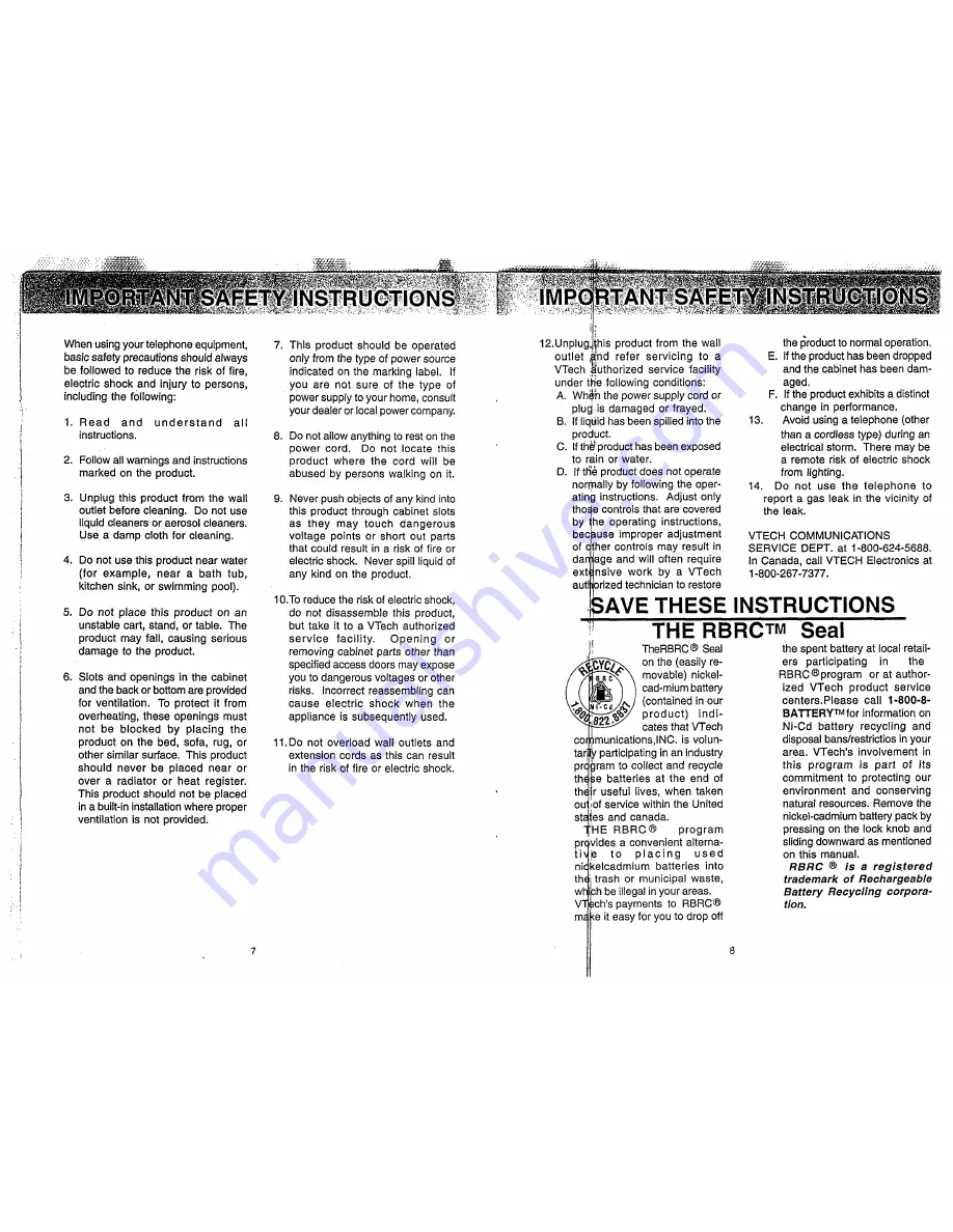 VTech VT 1911 Instruction Manual Download Page 6