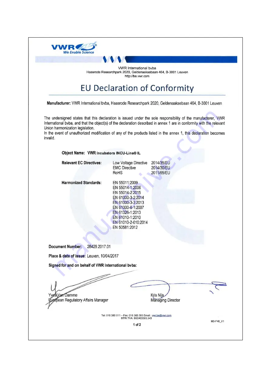 VWR INCU-Line IL 56 Instruction Manual Download Page 70