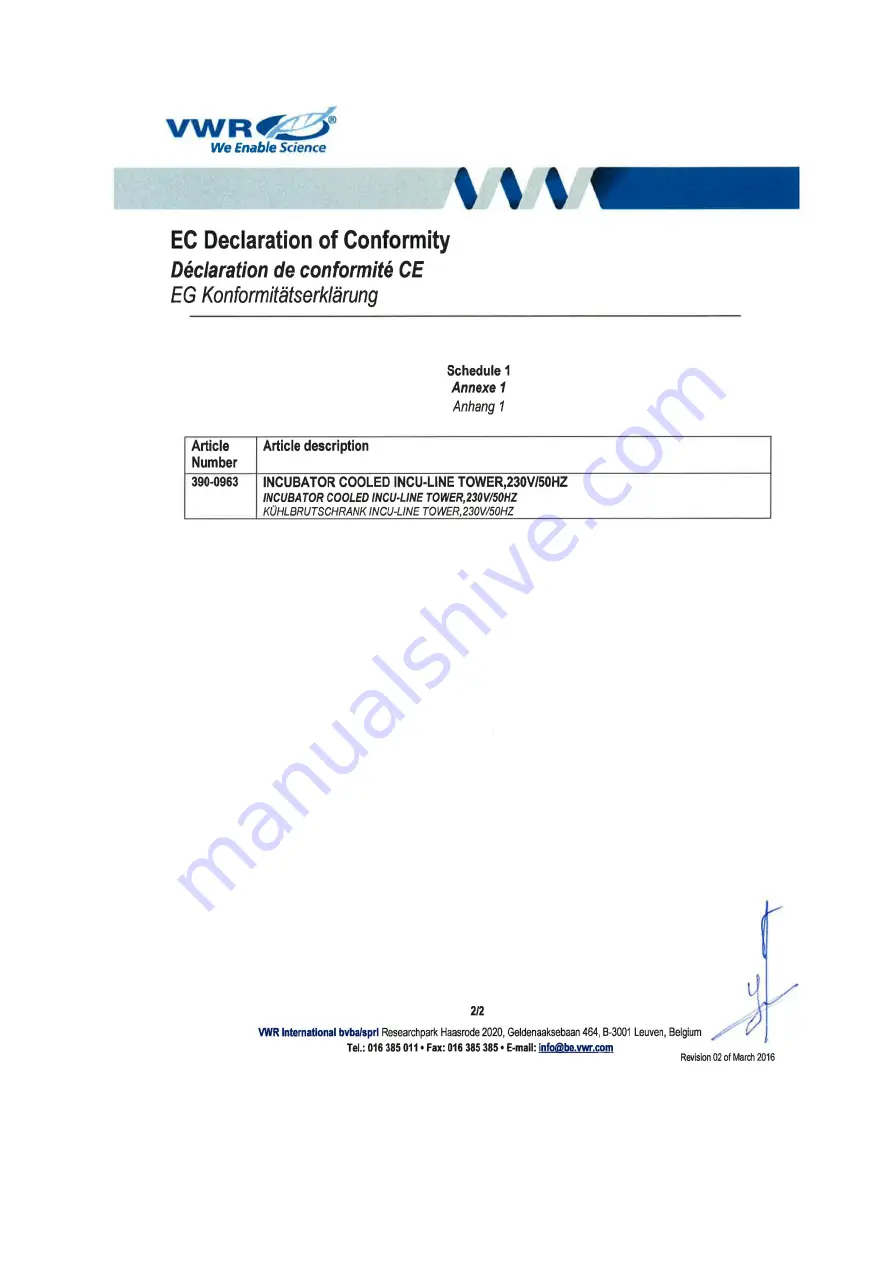 VWR INCU-Line Tower Instruction Manual Download Page 11