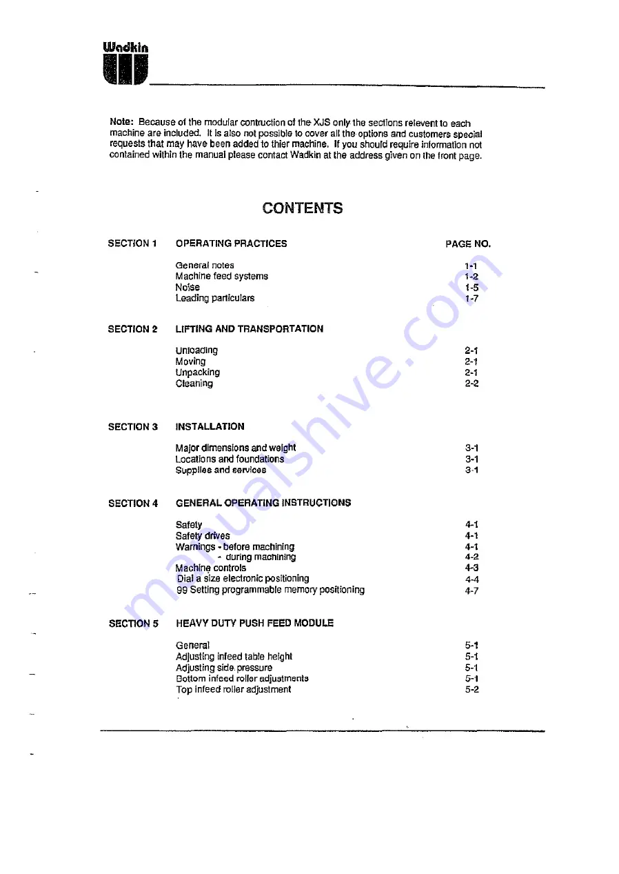 Wadkin 6150 Instruction Manual Download Page 9