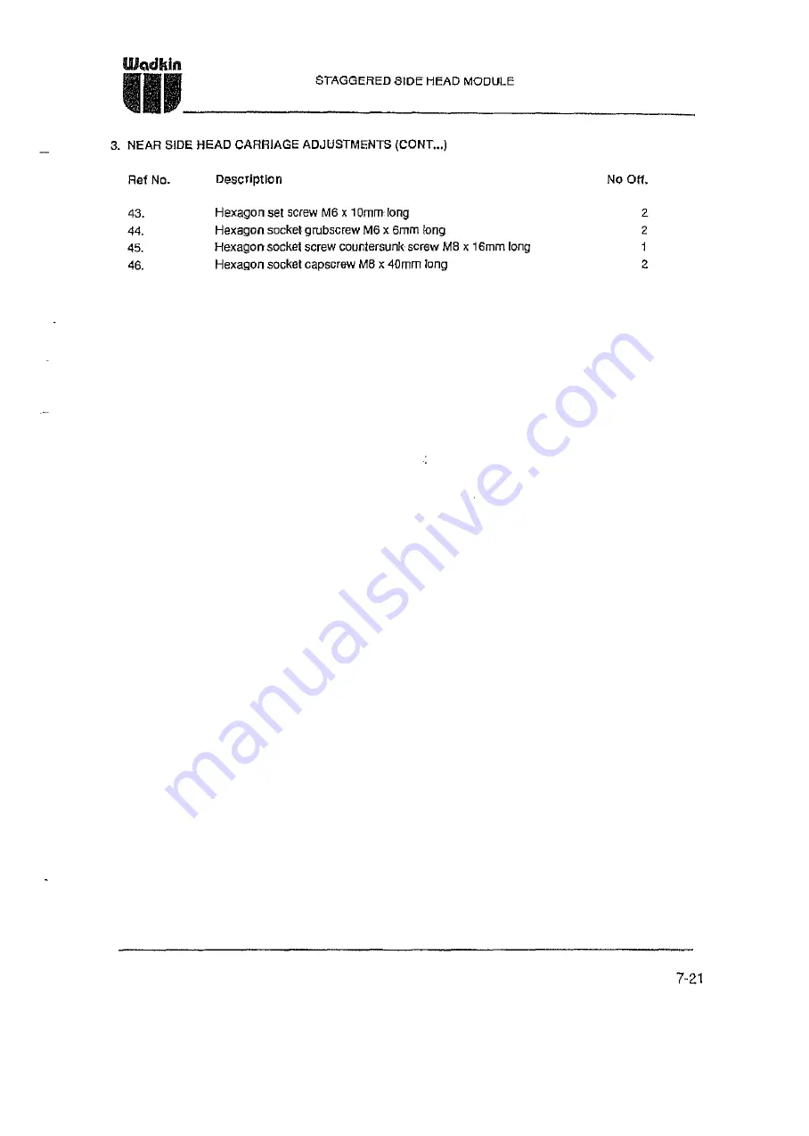 Wadkin 6150 Instruction Manual Download Page 101