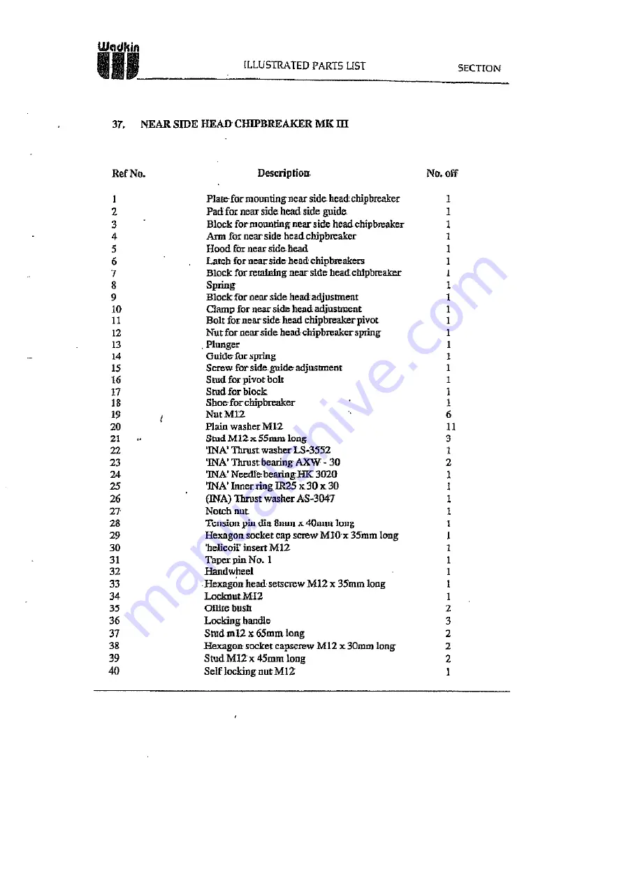 Wadkin 6150 Instruction Manual Download Page 109