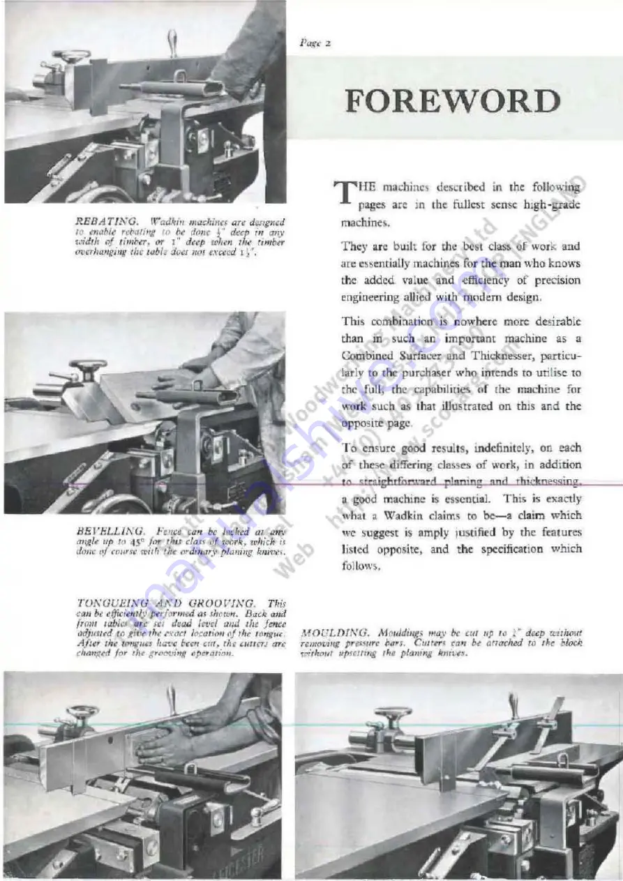 Wadkin RM Planer Spare Parts & Service Download Page 2