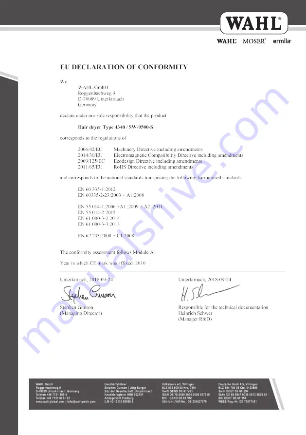 Wahl 4340 Operating Manual Download Page 136