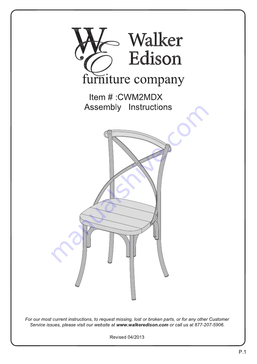 Walker Edison CWM2MDX Assembly Instructions Manual Download Page 1