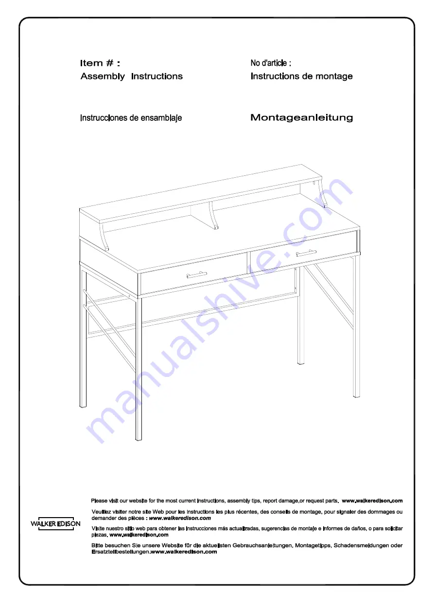 Walker Edison D44VETHUT Assembly Instructions Manual Download Page 1