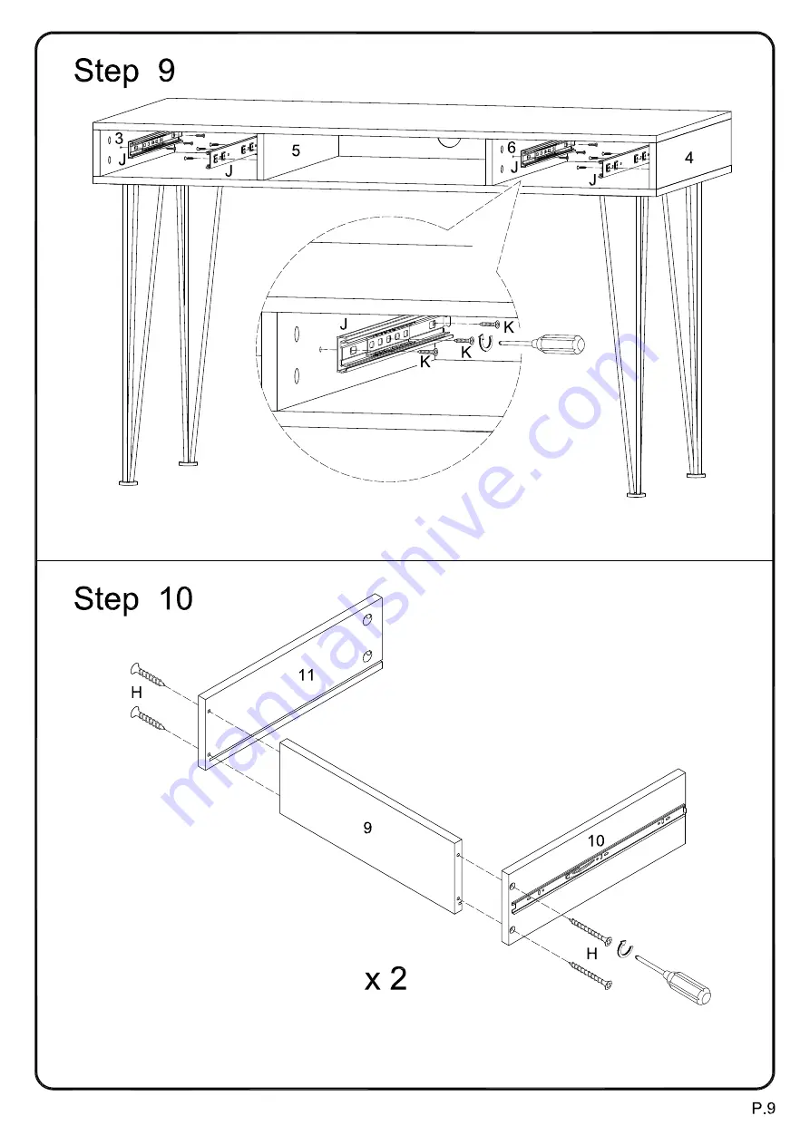 Walker Edison D48CA1 Assembly Instructions Manual Download Page 9