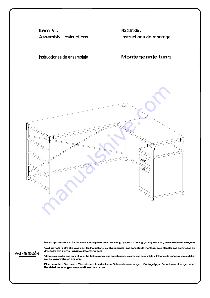 Walker Edison DAI2DRL Скачать руководство пользователя страница 1